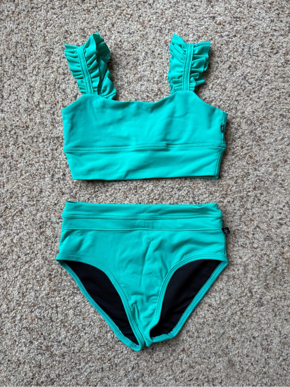 DAROCH Girls Teal Ruffle-Strap Athletic Set